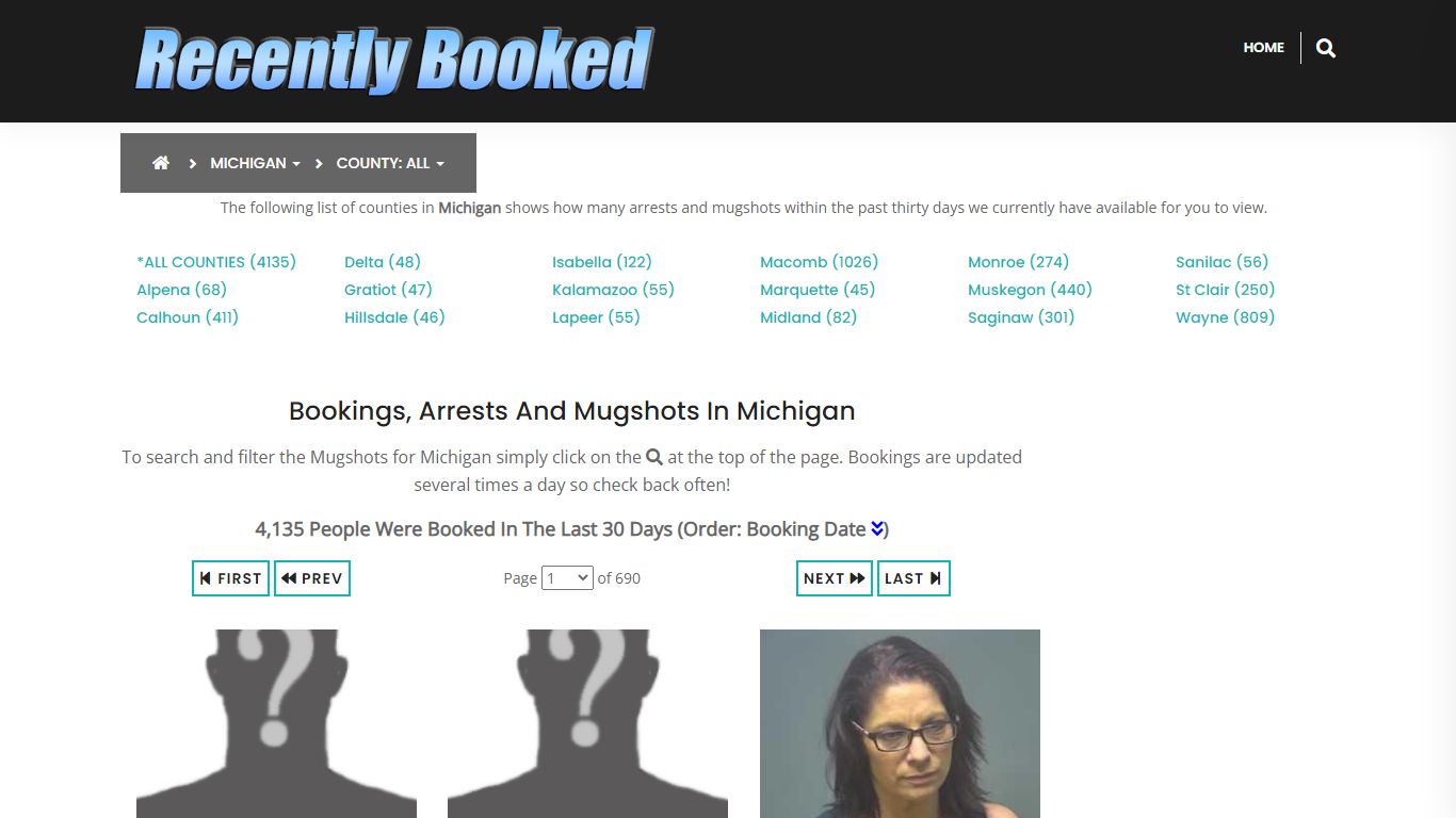 Bookings, Arrests and Mugshots in St Clair County, Michigan